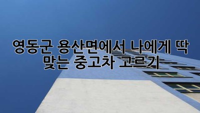 영동군 용산면에서 나에게 딱 맞는 중고차 고르기